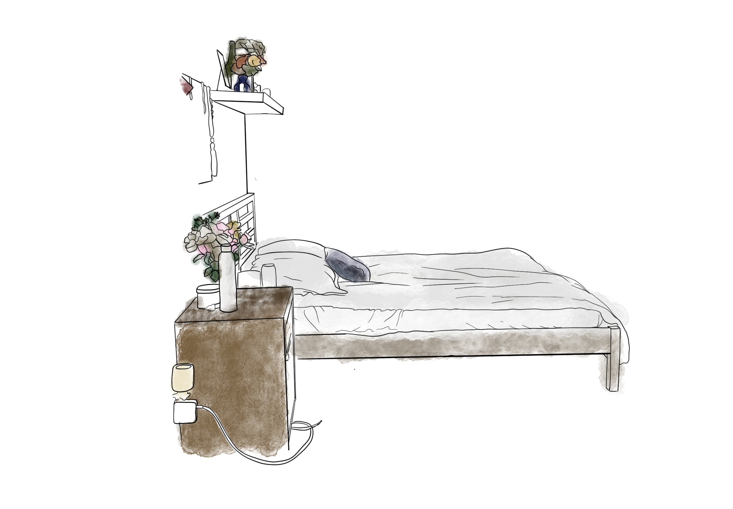 A bed in a childhood bedroom
